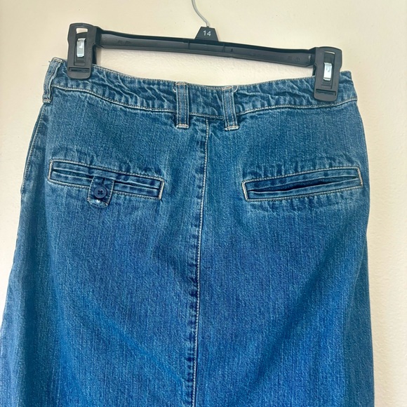 Vintage Y2K Old Navy Long Denim Blue Jean Skirt W/ Front Slit Size 1 Or XS 90’s - Picture 6 of 9